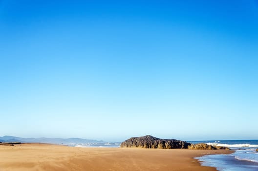 Wide sandy beach on the Oregon coast at Lincoln City