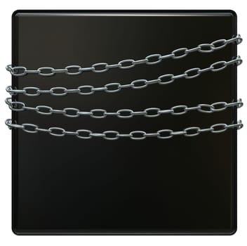 Set of four round shiny welded stainless steel chains