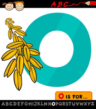 Cartoon Illustration of Capital Letter O from Alphabet with Oat for Children Education