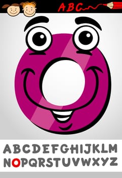 Cartoon Illustration of Cute Capital Letter O from Alphabet for Children Education