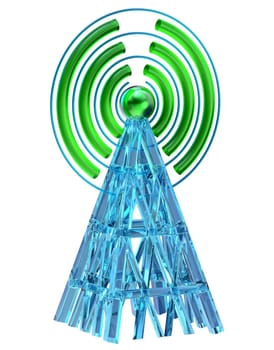 Powerful digital transmitter for TV, mobile and multimedia broadcast sends information signals from high tower