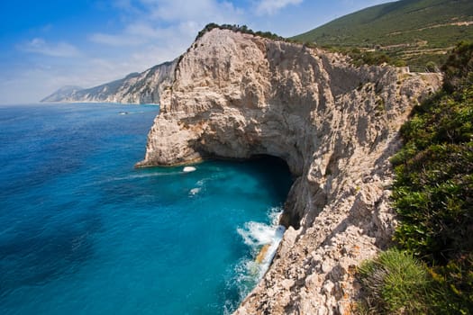 View of beautiful porto Katsiki, Lefkada Greece