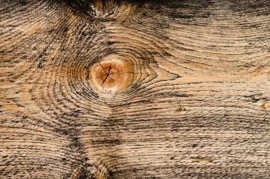 Close-up brown wooden board with cracked branch
