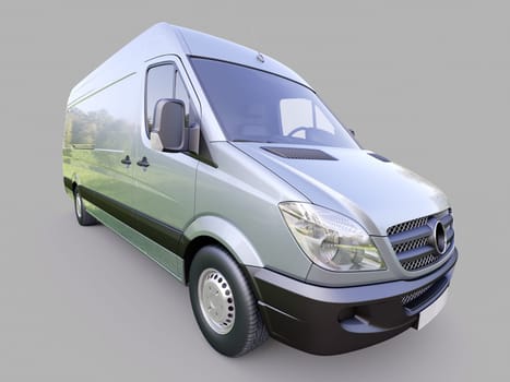 Modern commercial van on a gray background