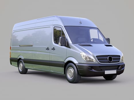 Modern commercial van on a gray background