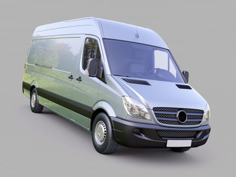 Modern commercial van on a gray background