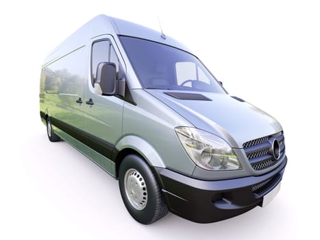 Modern commercial van on a light background