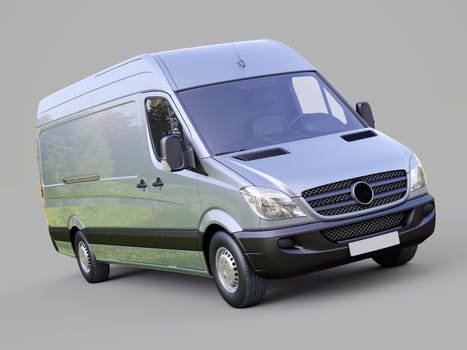 Modern commercial van on a gray background