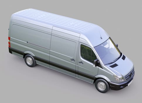 Modern commercial van on a gray background