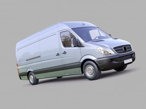 Modern commercial van on a gray background