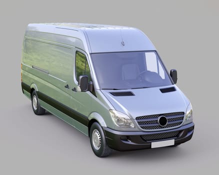 Modern commercial van on a gray background