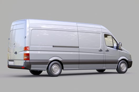 Modern commercial van on a gray background