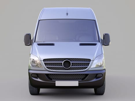 Modern commercial van on a gray background