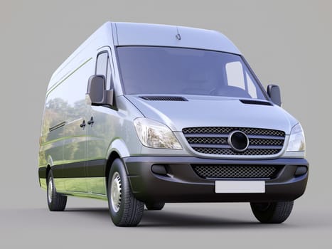 Modern commercial van on a gray background