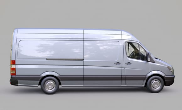 Modern commercial van on a gray background