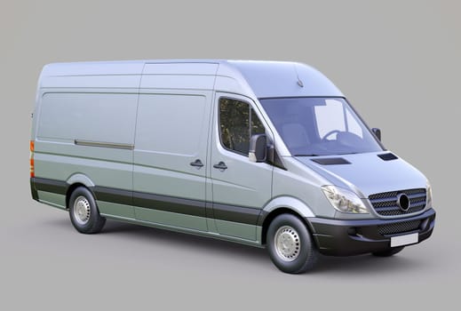 Modern commercial van on a gray background