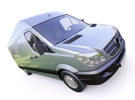Modern commercial van on a light background