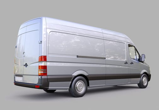 Modern commercial van on a gray background