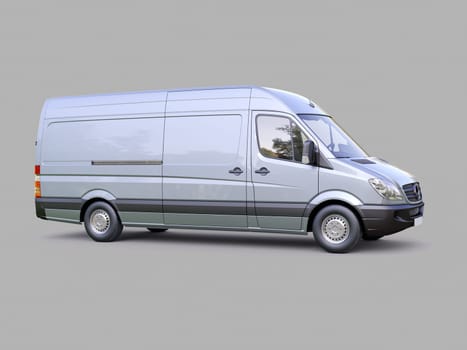 Modern commercial van on a gray background