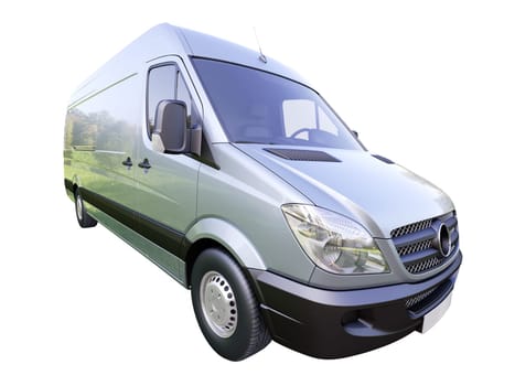 Modern commercial van isolated on a white background