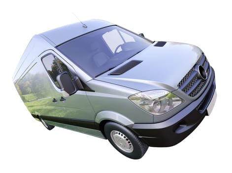 Modern commercial van on a light background