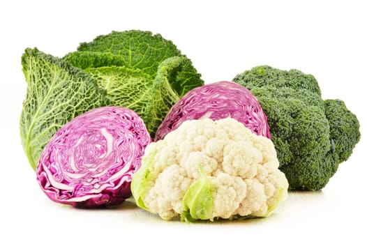 Composition with variety of fresh organic vegetables isolated on white