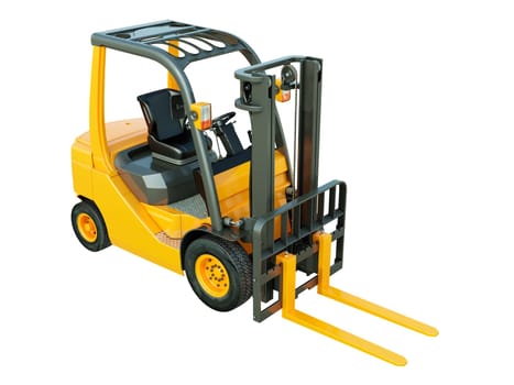 Modern forklift truck isolated on white background
