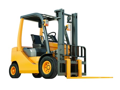 Modern forklift truck isolated on white background