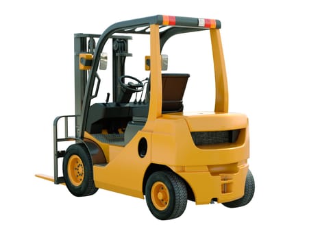 Modern forklift truck isolated on white background