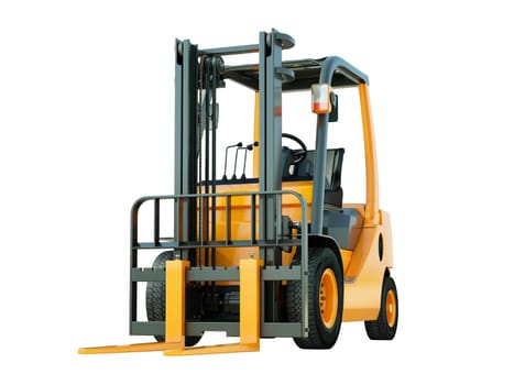 Modern forklift truck isolated on white background