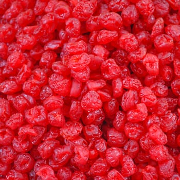 Detail of dried red cherry fruit