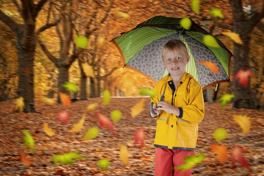 Autumn weather with umbrella