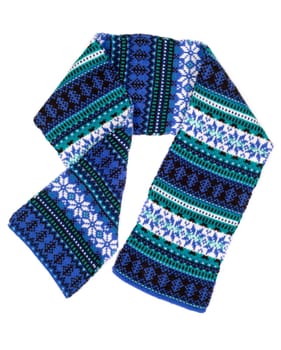 warm scarf with a Scandinavian pattern isolated on white