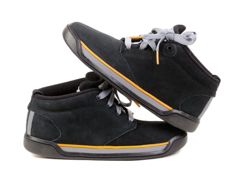 black suede shoes isolated on white