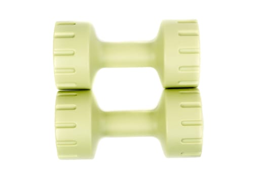 Two green dumbbell isolated on white