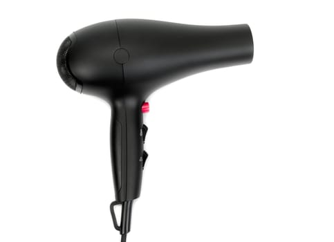 Black hairdryer isolated on white background