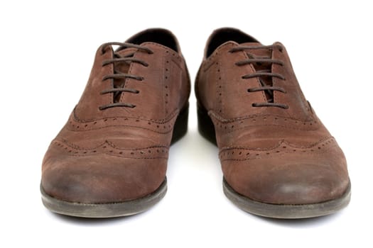 pair of brown casual design women's shoes on a white background