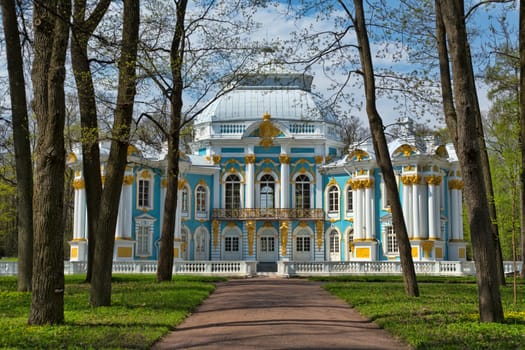 Pavilion in Catherine`s park in Tsarskoe Selo near Saint Petersburg, Russia.