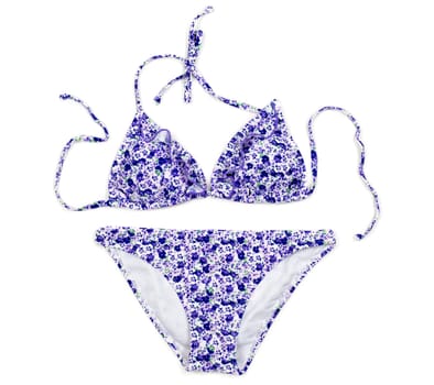 Women's floral swimsuit, isolate on white background