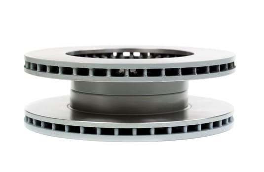 Two new brake discs. Isolate on white background.