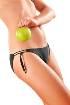 Slim woman's body isolated on white background