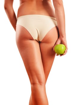 Slim woman's body isolated on white background