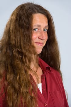 woman is smiling