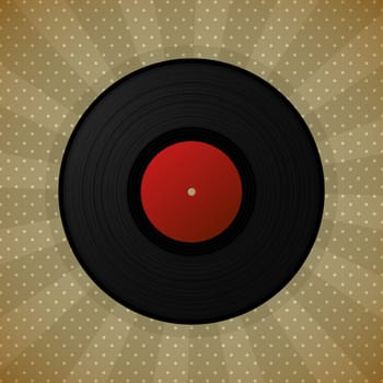Black vinyl record, retro style illustration