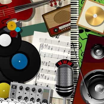 Music collage, abstract art illustration design