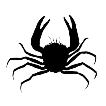 Crab silhouette, isolated object on white