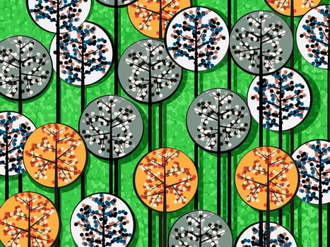 Retro forest illustration, abstract art background