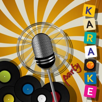 Party card with microphone for karaoke events
