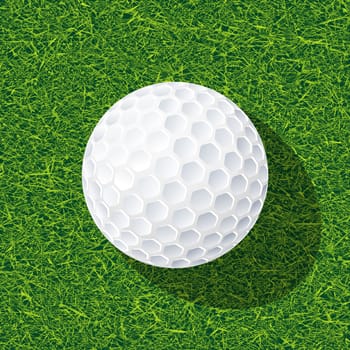 Realistic golf ball on the grass