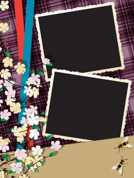 Instant photo frames collage with copy space